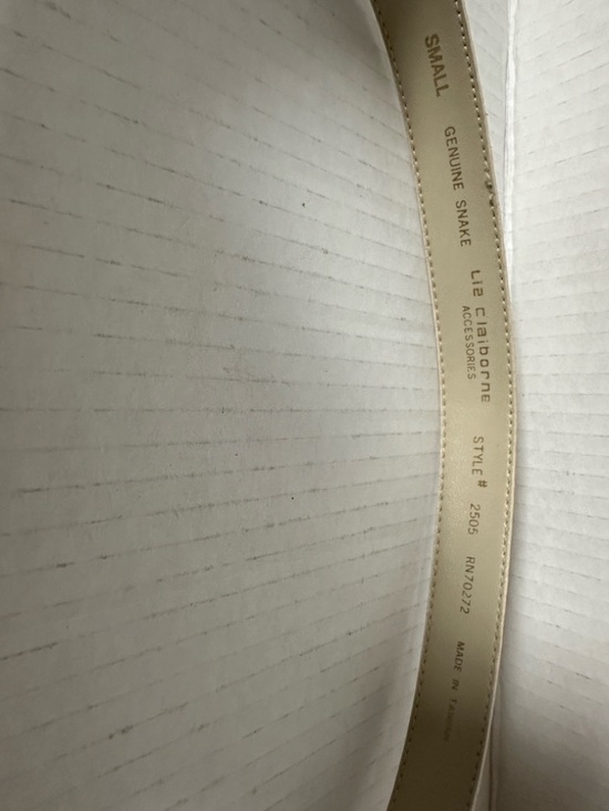 Vintage Liz Claiborne Genuine Snake Leather Skinny Belt - Cream/Gold main image 6